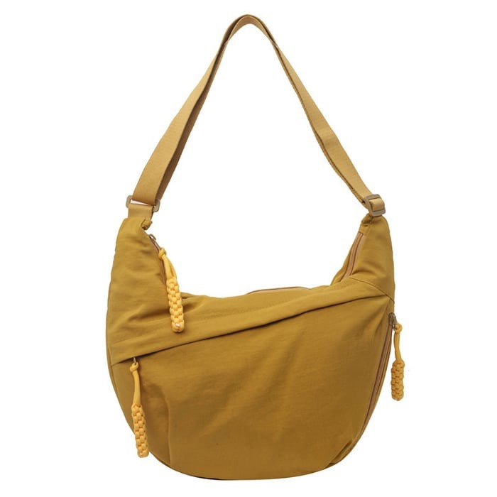 Nylon Schoudertas Halfmaan Medium Crossbody Hobo Tas Waterdicht Dames Verstelbaar Riem Casual Dagelijks | Sansoti
