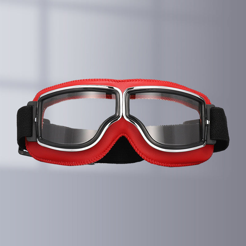 Retro Motorcycle Goggles Leather UV Protection Adjustable Strap for Motorcycling Cycling Skiing Hiking Outdoor Sports | Sansoti
