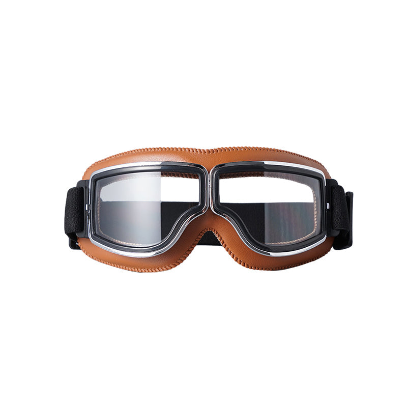 Retro Motorcycle Goggles Leather UV Protection Adjustable Strap for Motorcycling Cycling Skiing Hiking Outdoor Sports | Sansoti