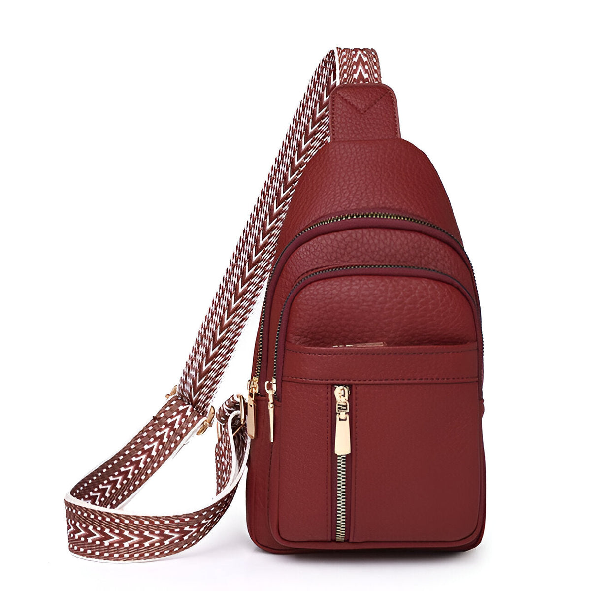 Women's Chest Shoulder Bag with Anti-Theft RFID Protection and Patterned Strap, Compact for Everyday Use and Travel | Sansoti