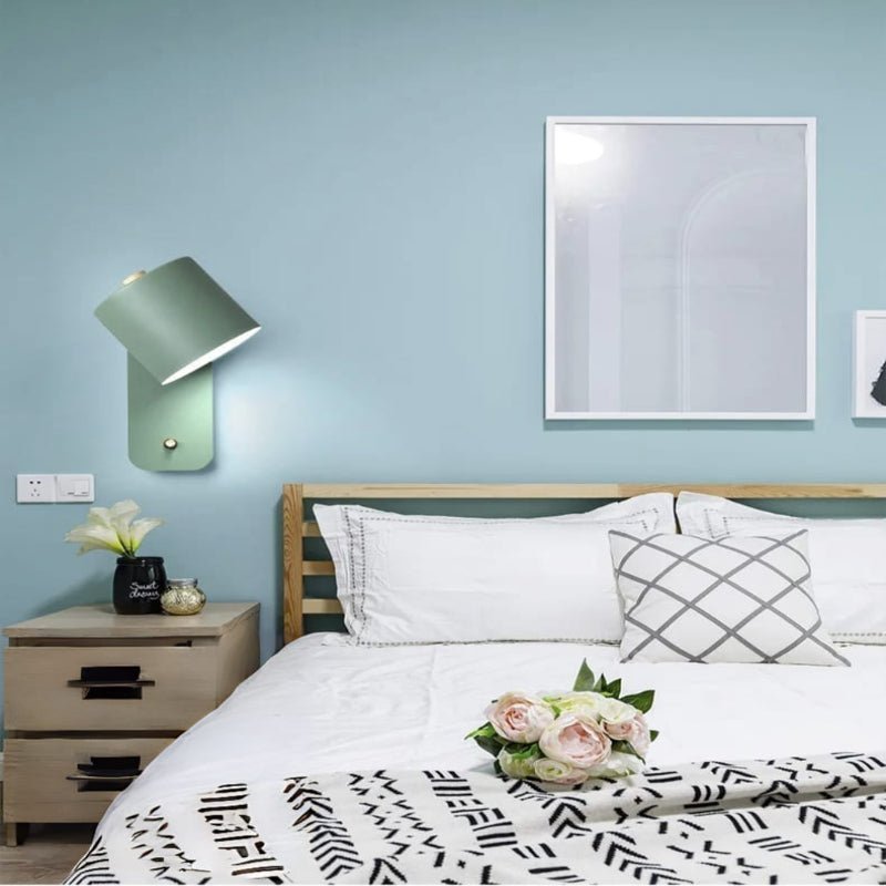 Applique murale en bois et métal, abat-jour réglable, interrupteur, douille E27, design nordique, éclairage pour chambre, couloir et lecture | Sansoti