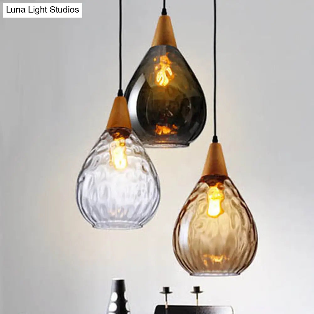 Teardrop Glass Pendant Light Scandinavian Design Dining Room Living Room Ceiling Light Adjustable Cord 120cm E27 | Sansoti