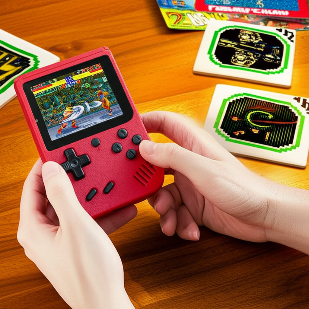 Tragbare Spielkonsole mit 400 integrierten Spielen, 3-Zoll-Bildschirm, Retro-Gaming für Kinder und Erwachsene, nostalgisches Geschenk | Sansoti