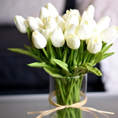 Kunsttulpen Set 10 Stuks PU Bloemen Decoratie Woonkamer Vaas Arrangement Naturel Interieur Styling Boeket | Sansoti