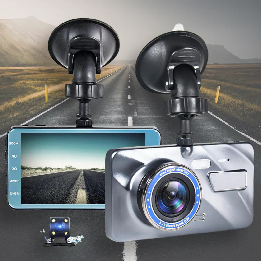 Dashcam Voor en Achter met Nachtzicht 1080p Full HD Groot Display Rijassistentie Autorecorder Beveiliging | Sansoti