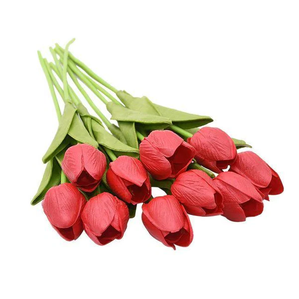 Kunsttulpen Set 10 Stuks PU Bloemen Decoratie Woonkamer Vaas Arrangement Naturel Interieur Styling Boeket | Sansoti