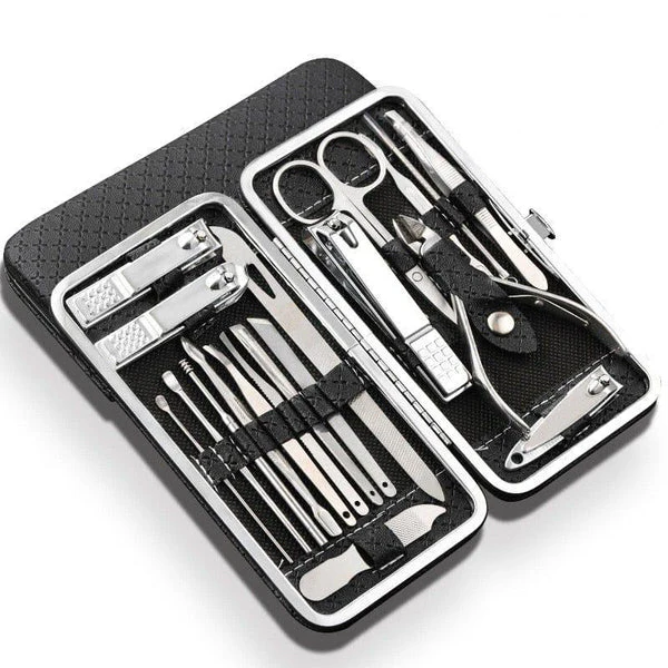 Stainless Steel Manicure Set, 19-Piece Nail Care Pedicure Professional Case Nail Clipper Nail Set | Sansoti