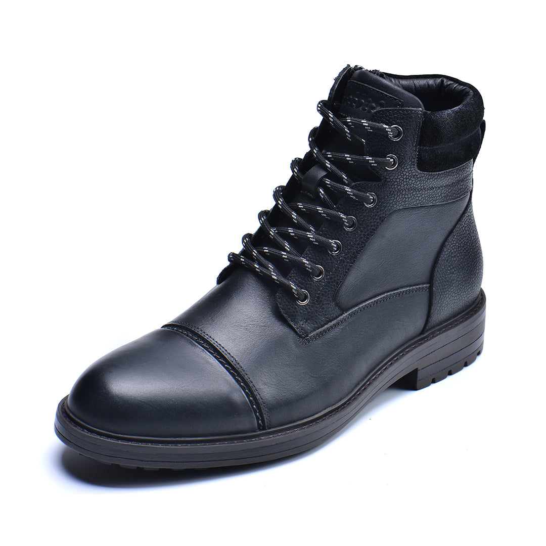 Leather Men's Boots Black Brown Waterproof with Reinforced Sole Comfortable for Daily Work and Walking | Sansoti