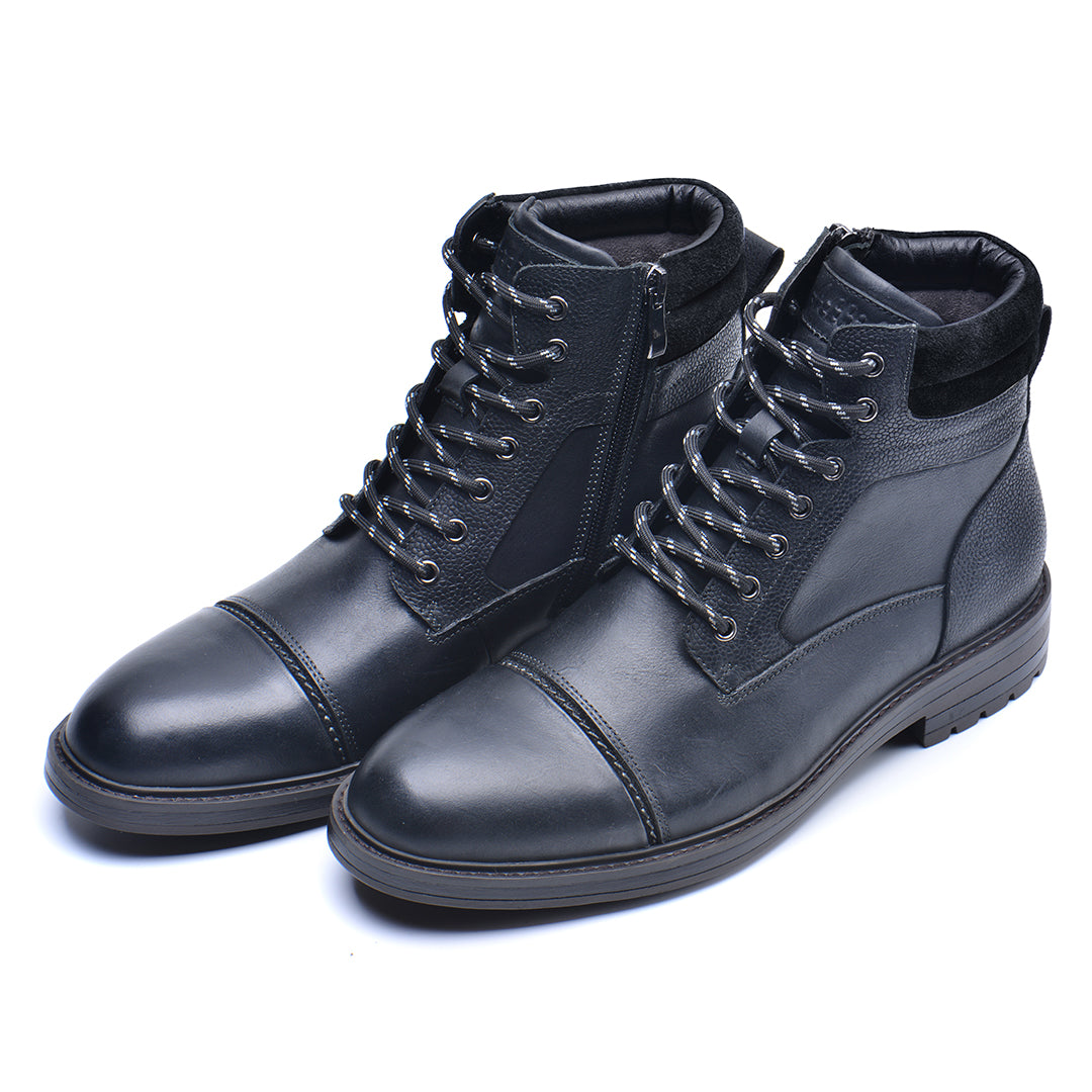 Leather Men's Boots Black Brown Waterproof with Reinforced Sole Comfortable for Daily Work and Walking | Sansoti