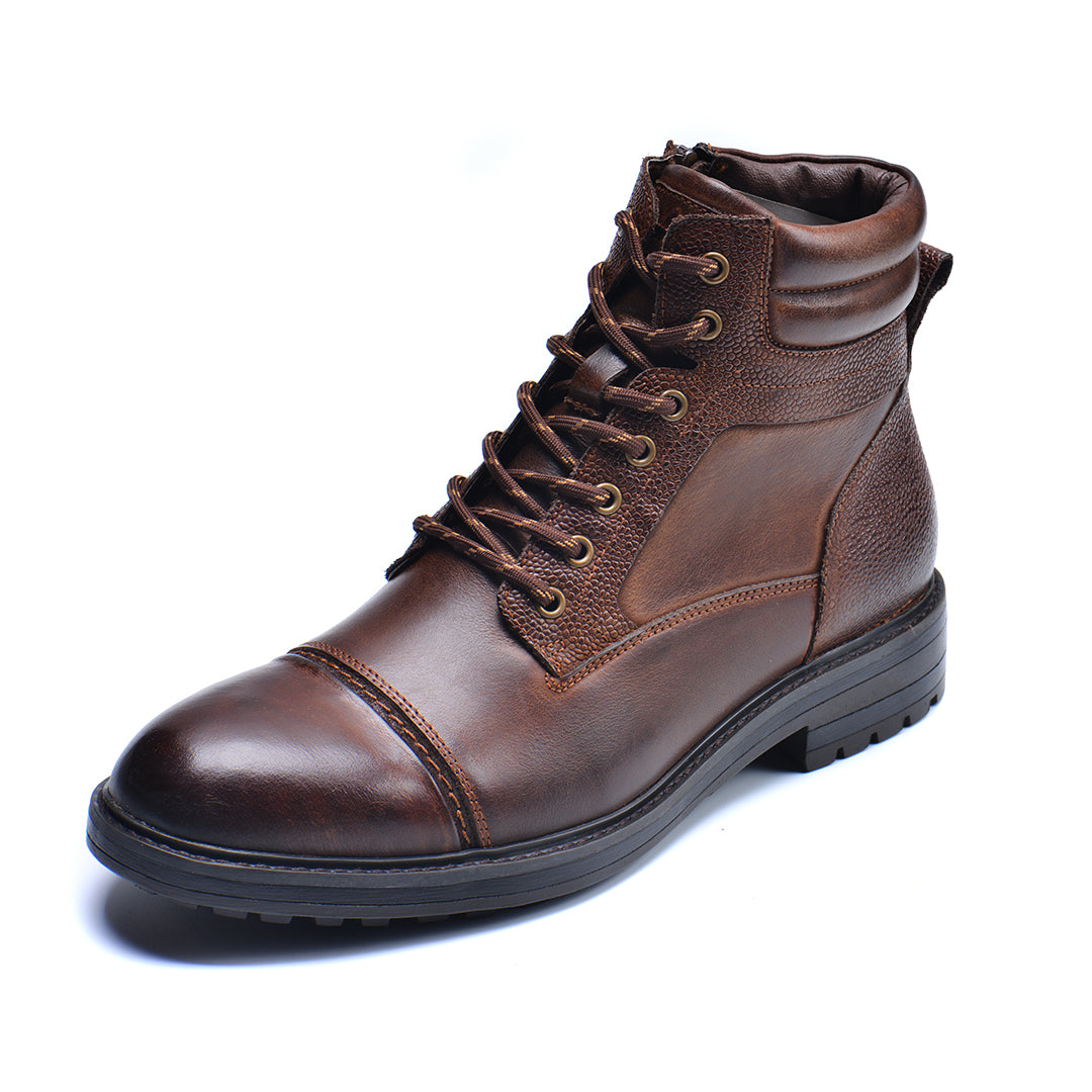 Leather Men's Boots Black Brown Waterproof with Reinforced Sole Comfortable for Daily Work and Walking | Sansoti