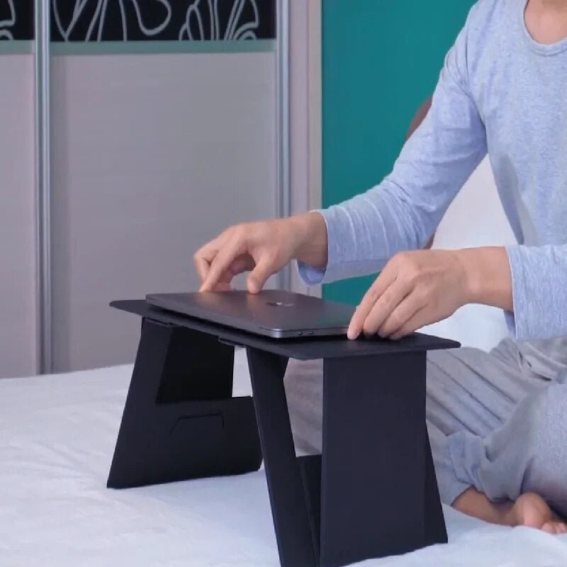 Ultra-Thin Folding Table Laptop Desk - Foldable Bedside Table Breakfast Table Work Surface Study Table for Working from Home | Sansoti