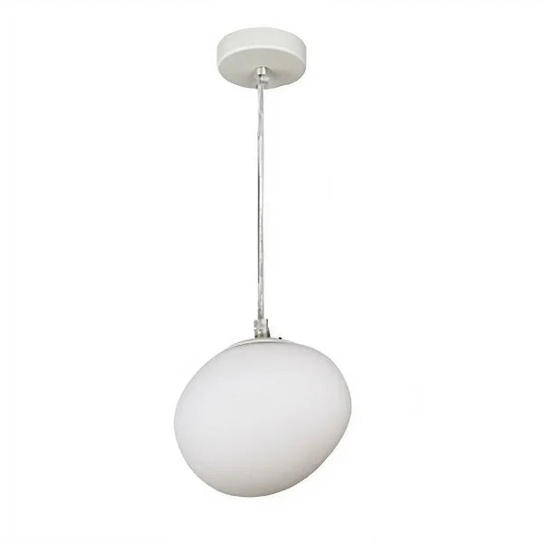 Lampa wisząca z ręcznie dmuchanego szkła, minimalistyczna, mlecznobiała, salon, jadalnia, E27, ciepłe białe światło | Sansoti