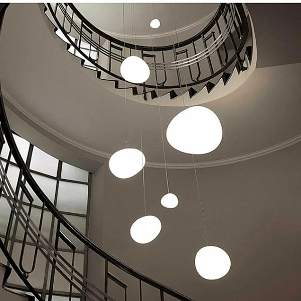 Lampa wisząca z ręcznie dmuchanego szkła, minimalistyczna, mlecznobiała, salon, jadalnia, E27, ciepłe białe światło | Sansoti