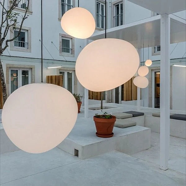 Lampa wisząca z ręcznie dmuchanego szkła, minimalistyczna, mlecznobiała, salon, jadalnia, E27, ciepłe białe światło | Sansoti