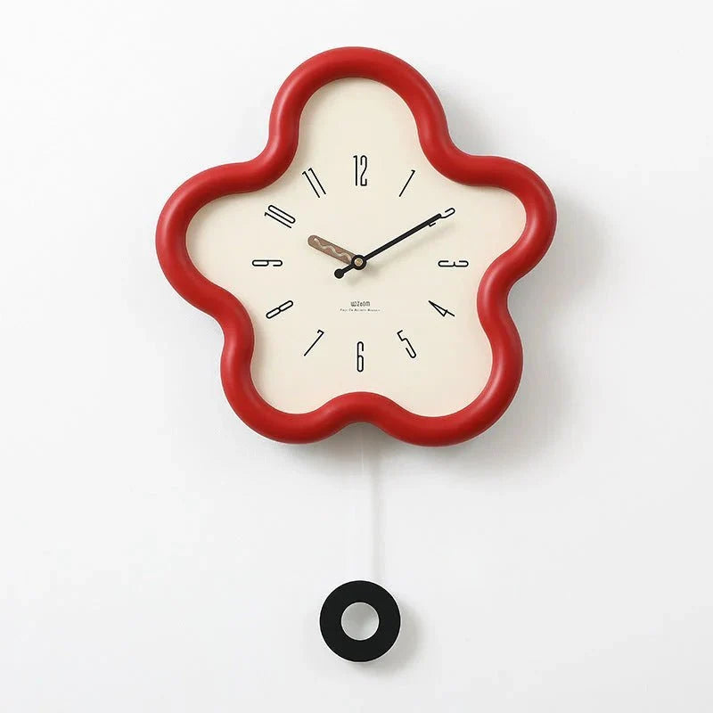 Wall Clock with 3D Floral Design and Silent Pendulum Movement 39x39cm Decorative Design for Living Room and Bedroom | Sansoti