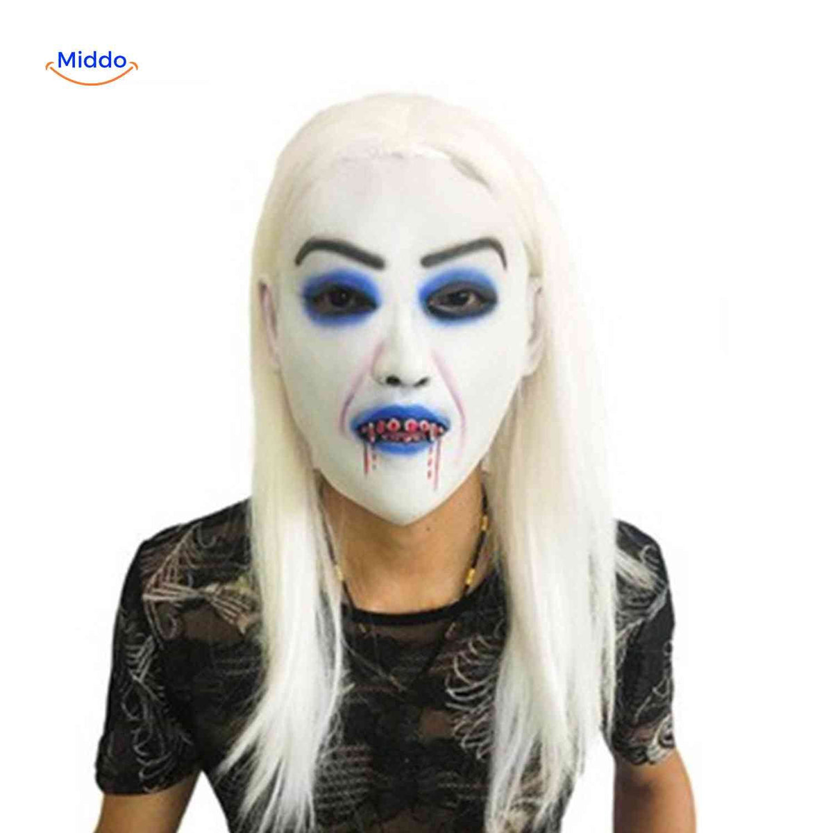 Masque d’horreur avec cheveux synthétiques en latex, masque effrayant pour Halloween, cosplay, fête, carnaval et soirée costumée | Sansoti