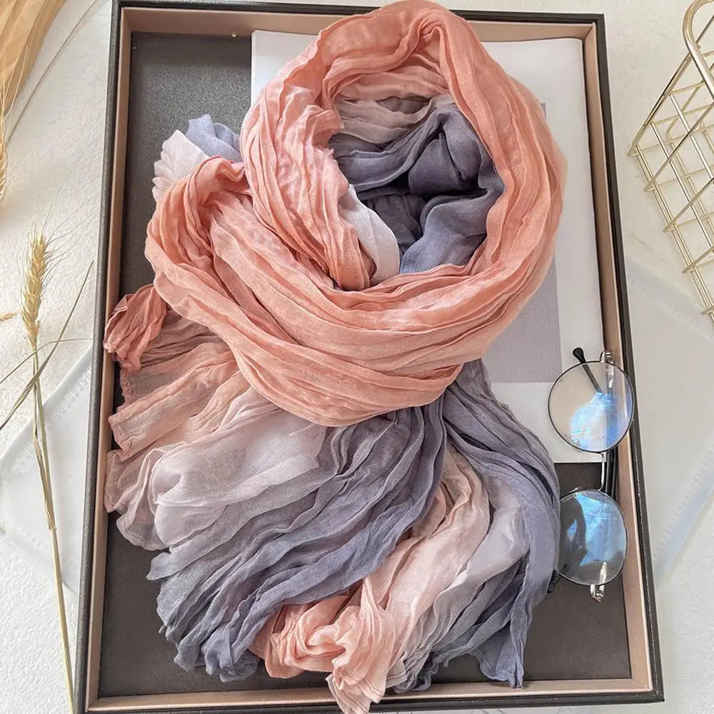 Gestrickter Damenschal in Farbverlauf, Winter-Wickelschal, leicht, groß, strukturiert, warm und stilvoll | Sansoti