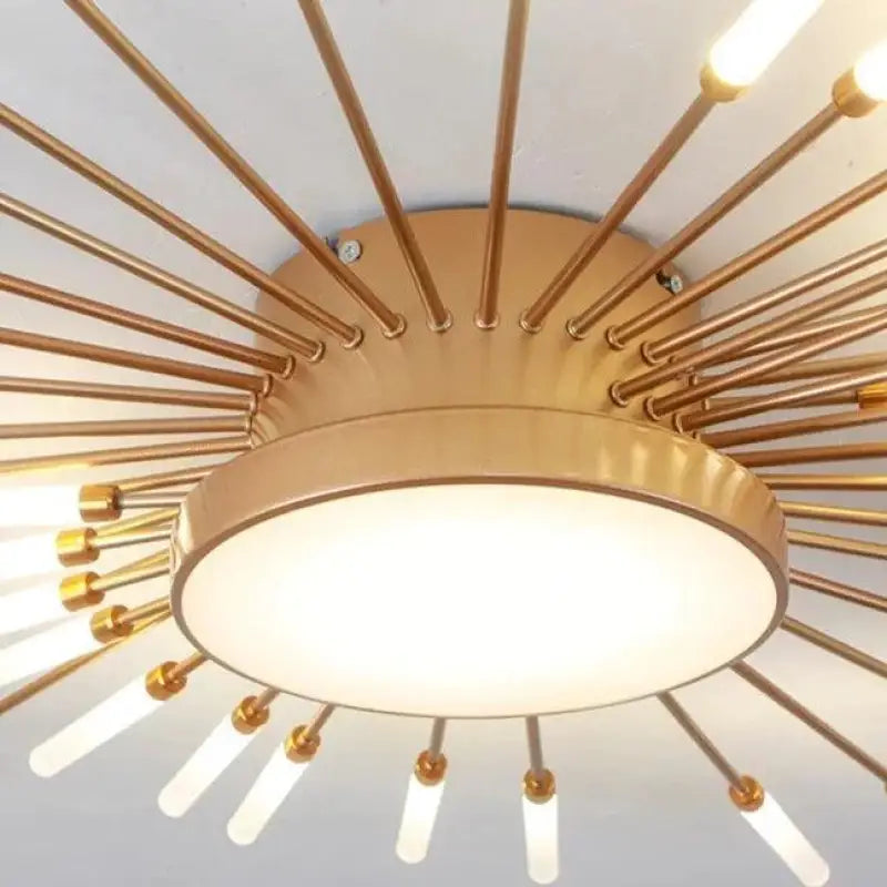 Lampa sufitowa Słońce Design LED Aluminium Złota Czarna 128cm Nowoczesna | Sansoti