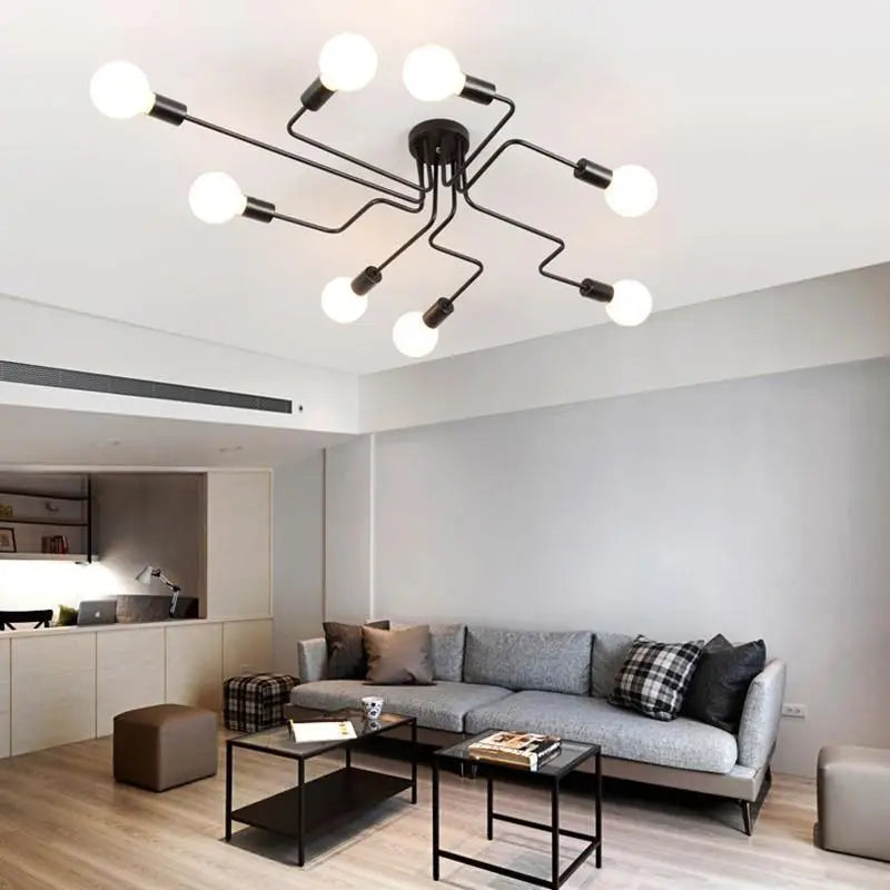 Deckenlampe LED Design Schwarz Aluminium 8-flammig Warmweiß Wohnzimmer Esszimmer Modern | Sansoti