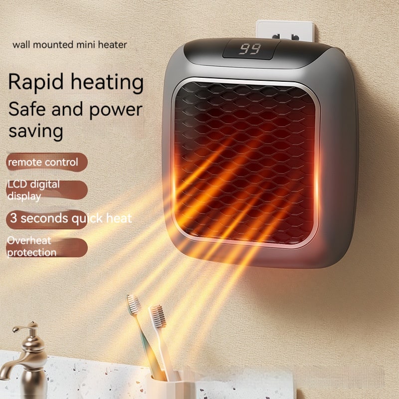 Compact Plug-In Heater with Digital Display, Timer, and Adjustable Thermostat for Bedroom or Bathroom up to 20m² | Sansoti