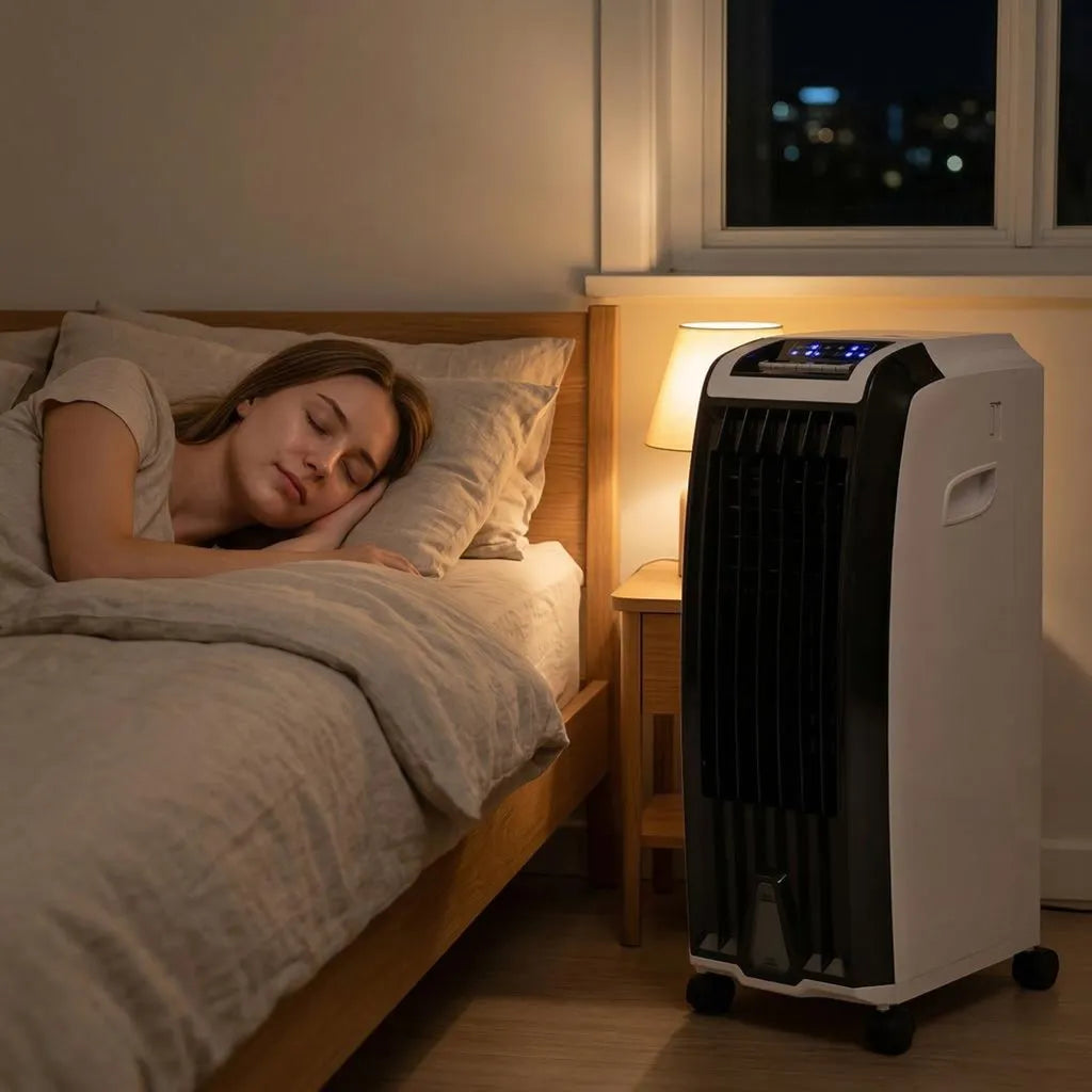 Portable Air Cooler on Wheels 6.5L Water Tank with Timer and Oscillation Mode, Energy-Efficient, for Home and Office | Sansoti