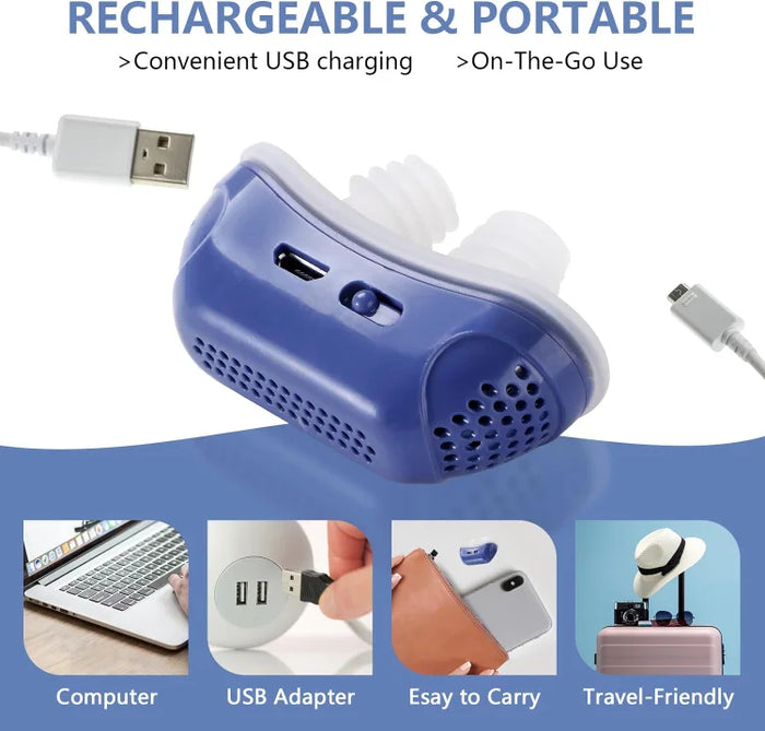 Compact Nasal Ventilation Device for Peaceful Sleep Anti-Snoring Breathing Aid Rechargeable Travel Size Sleep Improvement | Sansoti