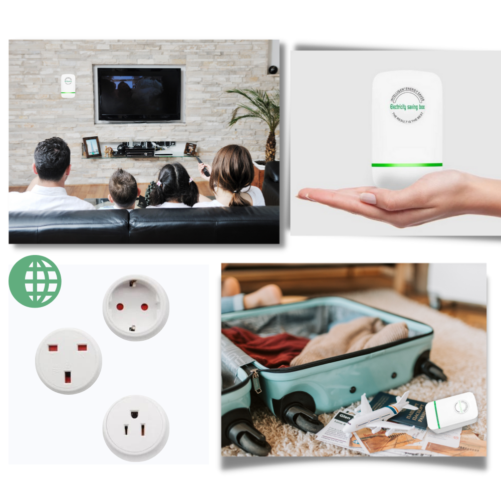 Energiesparmodul Steckdose EU/US-Stecker für niedrigere Stromkosten und Stromersparnis im Haushalt | Sansoti