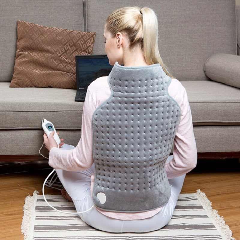 Heating Pad for Neck, Shoulders and Back, 3 Heat Settings, Soft Fleece, 63x42cm, Overheating Protection, Relaxation | Sansoti