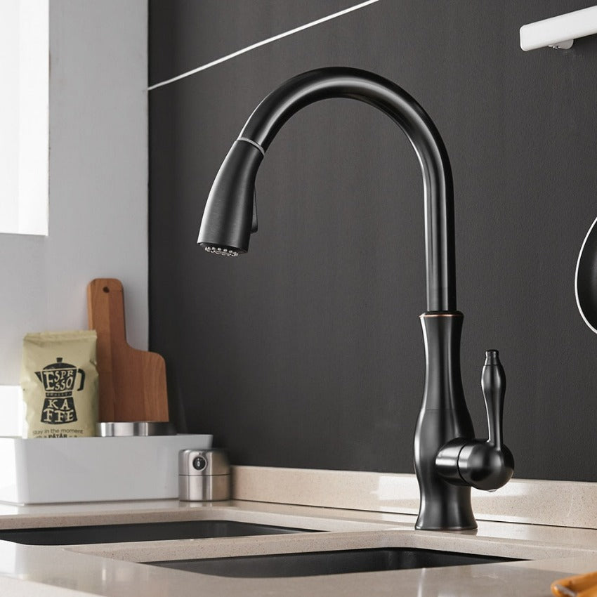 Pull-Out Kitchen Faucet with Shower Head, Stainless Steel, 360° Swivel Mixer Tap for Kitchen Sink, Professional Kitchen | Sansoti