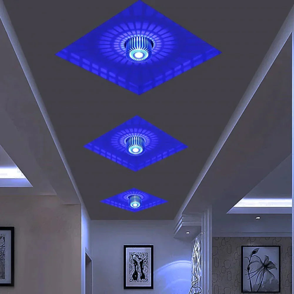 Wpuszczany reflektor sufitowy LED 3 W, aluminiowy, kolorowe światło nastrojowe, do korytarza, na balkon, do gabinetu, sypialni i salonu | Sansoti