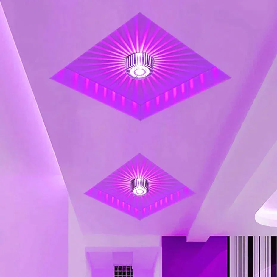 Wpuszczany reflektor sufitowy LED 3 W, aluminiowy, kolorowe światło nastrojowe, do korytarza, na balkon, do gabinetu, sypialni i salonu | Sansoti