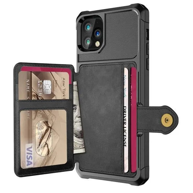 Leather Phone Case with Wallet Function for iPhone 12 Series Camera Button Protection Card Holder | Sansoti