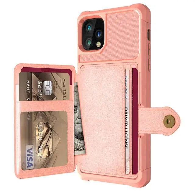 Leather Phone Case with Wallet Function for iPhone 12 Series Camera Button Protection Card Holder | Sansoti