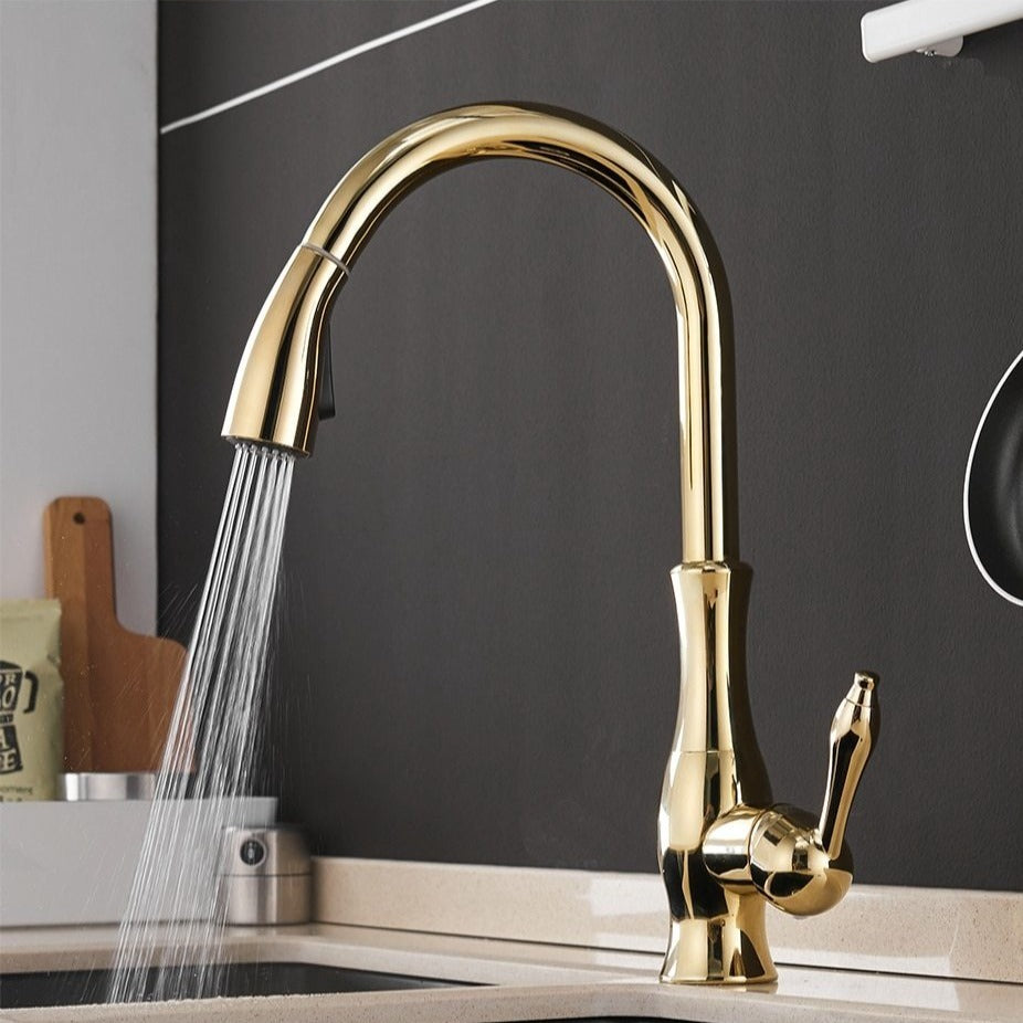 Pull-Out Kitchen Faucet with Shower Head, Stainless Steel, 360° Swivel Mixer Tap for Kitchen Sink, Professional Kitchen | Sansoti