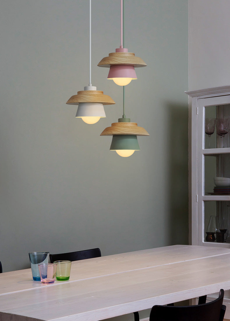Hanglamp Hout Aluminium Scandinavisch Zwart Roze Groen Grijs Wit E27 Woonkamer Eetkamer | Sansoti