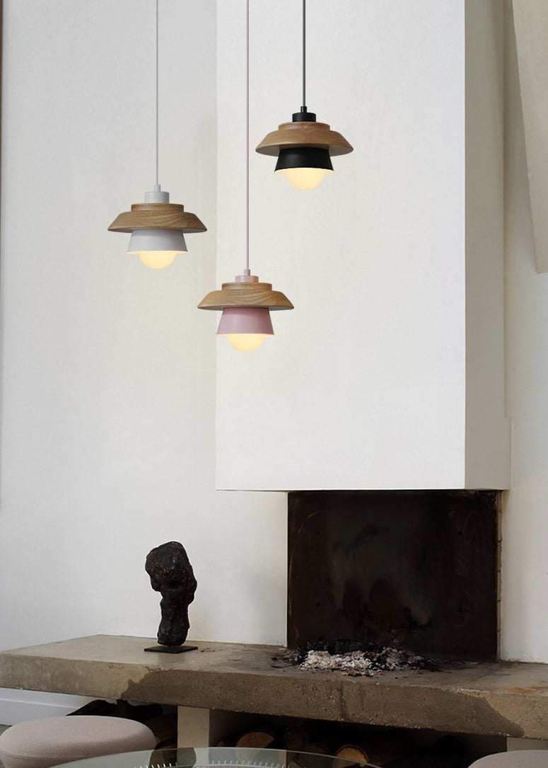 Hanglamp Hout Aluminium Scandinavisch Zwart Roze Groen Grijs Wit E27 Woonkamer Eetkamer | Sansoti