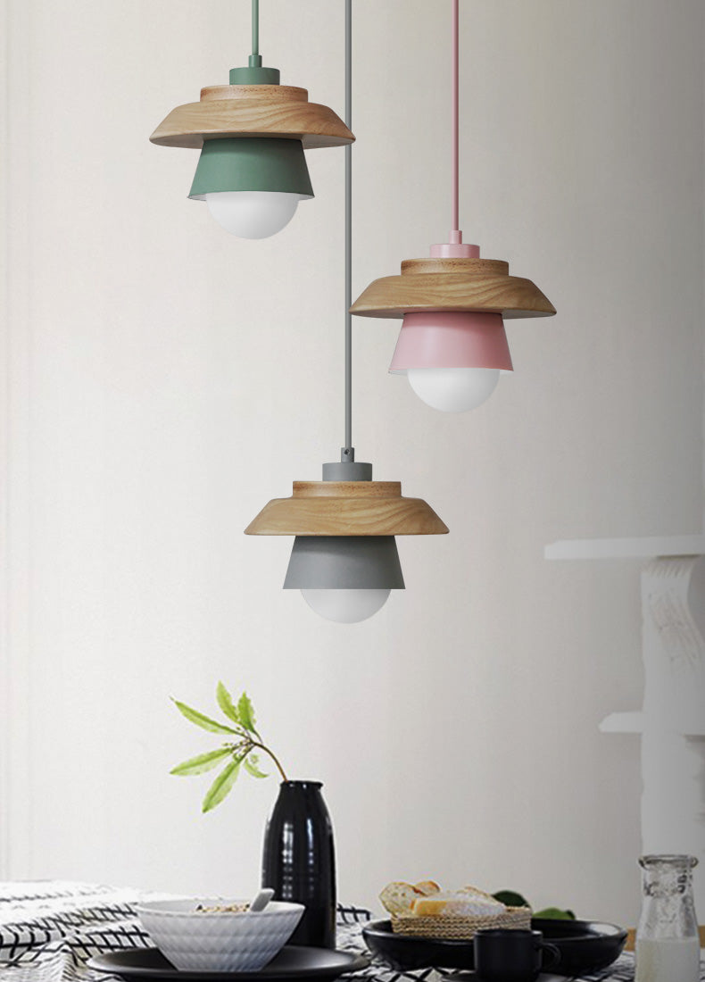 Hanglamp Hout Aluminium Scandinavisch Zwart Roze Groen Grijs Wit E27 Woonkamer Eetkamer | Sansoti
