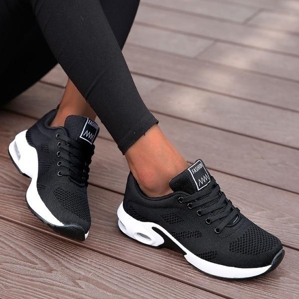 Damen-Laufschuhe mit orthopädischer Unterstützung und 4 cm Plateau für Komfort, Stoßdämpfung und den täglichen Gebrauch | Sansoti