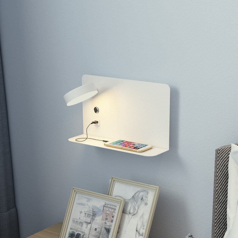 Wall-Mounted Bedside Lamp with USB Charging Port, Silver, Modern, 3 Light Settings, Adjustable Metal Design Reading Lamp | Sansoti