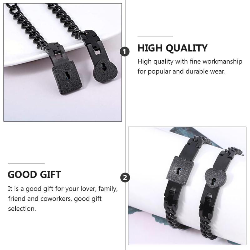 Ensemble de Bijoux de Couple de Luxe avec Cadenas en Forme de Cœur et Clé – Bracelets Assortis pour Couples | Sansoti