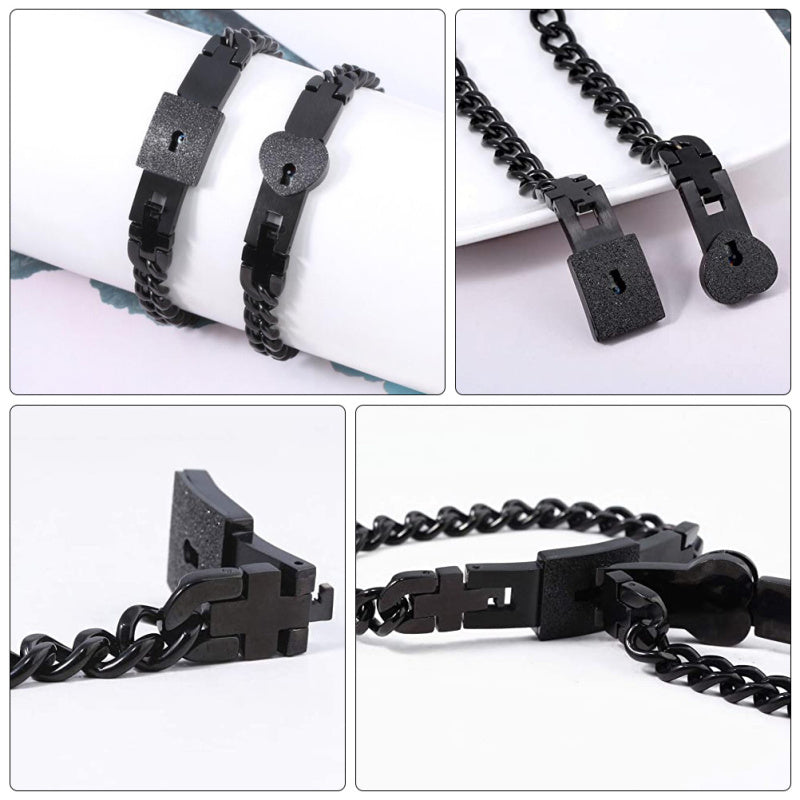 Ensemble de Bijoux de Couple de Luxe avec Cadenas en Forme de Cœur et Clé – Bracelets Assortis pour Couples | Sansoti