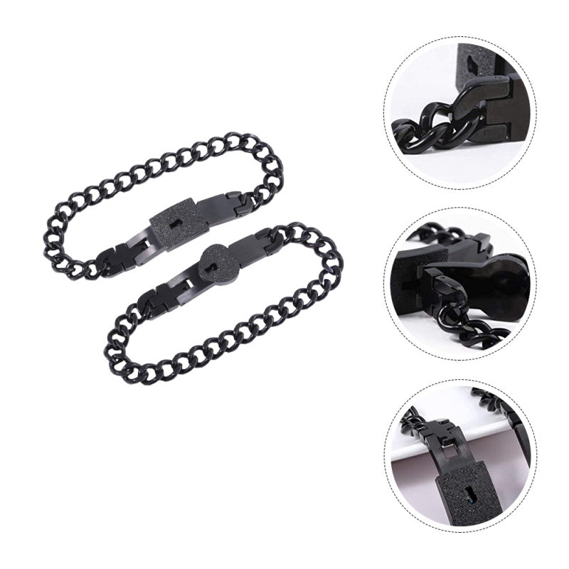 Ensemble de Bijoux de Couple de Luxe avec Cadenas en Forme de Cœur et Clé – Bracelets Assortis pour Couples | Sansoti