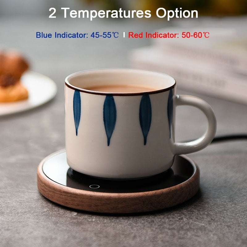 Ceramic Mug Warmer with Temperature Control – Smart Coaster for Warm Coffee, Tea, and Drinks – Auto Shut-Off and Waterproof | Sansoti