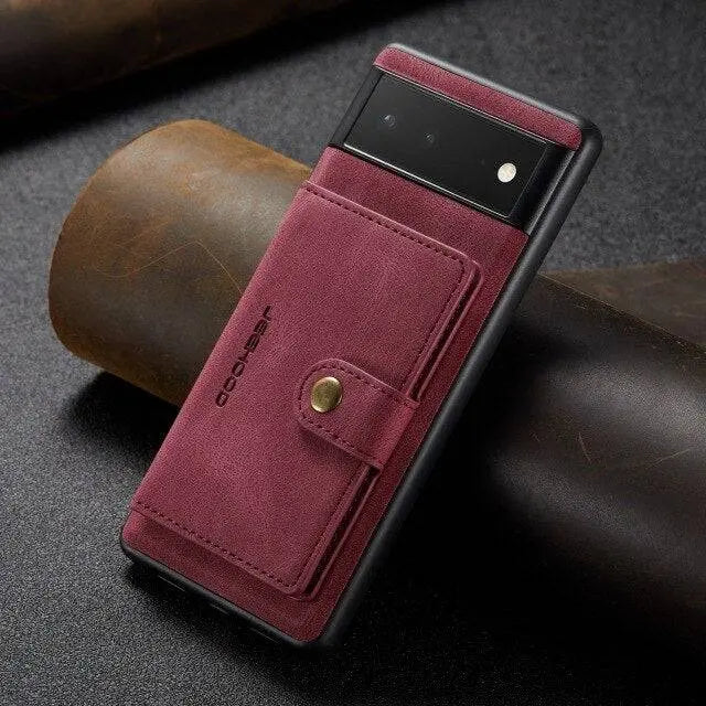 Leren Telefoonhoesje met Portemonnee voor Smartphone Vintage Stijl Kaarthouder Beschermhoes Bruin Zwart | Sansoti