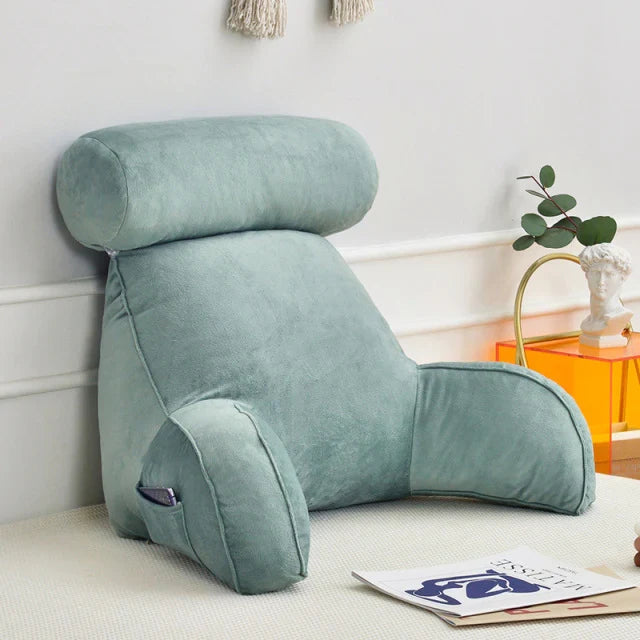 Ergonomisches Lesekissen mit Armlehnen 75x45cm, Samt, verstellbare Rückenstütze für Bett und Sofa, Komfort und Entspannung | Sansoti