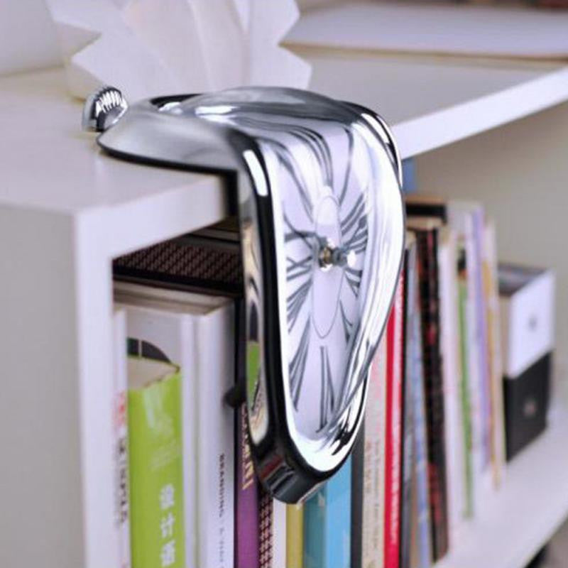 Melting Clock Wall Clock Surrealistic Dripping Clock Salvador Dali Style Modern Wall Decoration Black Silver Gold Art Object Living Room Decoration | Sansoti