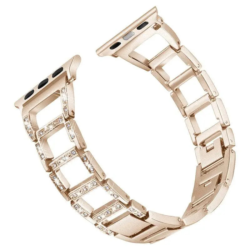 Metal Smartwatch Bracelet 38-49mm Gold Silver Rose Black Elegant Link Band Watch Wristband Adjustable | Sansoti