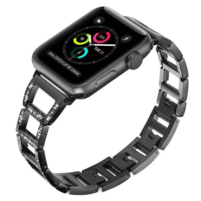 Smartwatch-Armband aus Metall 38-49 mm Gold Silber Roségold Schwarz Elegantes Gliederarmband Uhrenarmband Verstellbar | Sansoti