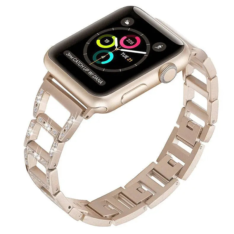 Smartwatch-Armband aus Metall 38-49 mm Gold Silber Roségold Schwarz Elegantes Gliederarmband Uhrenarmband Verstellbar | Sansoti