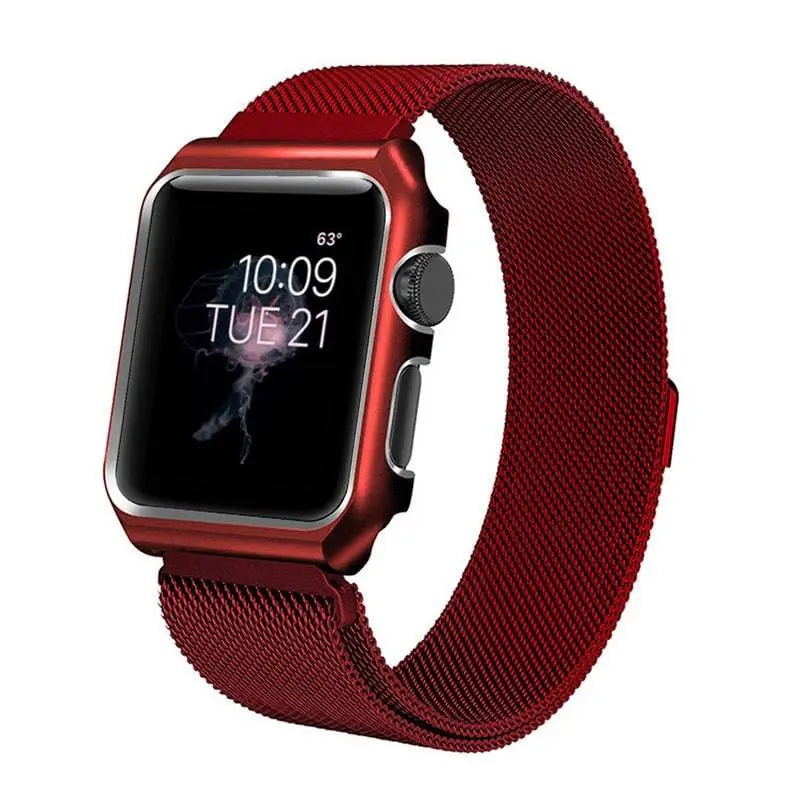 Smartwatch Band Stainless Steel Mesh with Protective Case 38mm 40mm 42mm 44mm Wristband Watch Band Accessory | Sansoti
